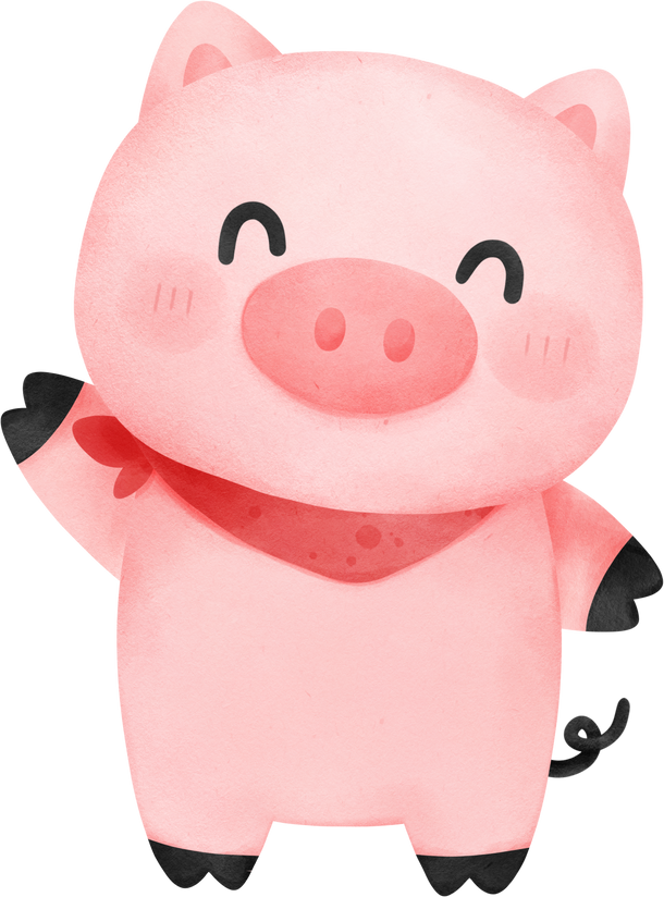 Cute pig cartoon character